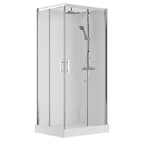 Nemo Spring Vidrio douchecabine - 100x80cm - 2 schuifdeuren - met regendouche - veiligheidsglas chroom VMVA100DT-1B