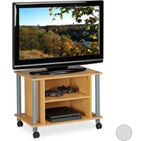 RELAXDAYS TV Tisch mit Rollen, 2 Fächer, Fernseher Ablage, Fahrbarer Fernsehtisch, HxBxT: 45 x 60 x 40 cm, Holzoptik