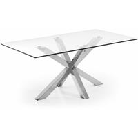 kavehome Argo tafel 160 cm glas roestvrij benen