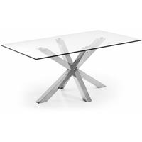 kavehome Argo tafel 160 cm glas roestvrij benen