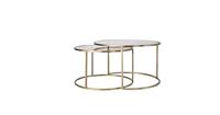 Light & Living Salontafel Duarte - Glas Bruin/Licht Goud - Ø75+Ø65 cm