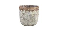 PTMD Callie Ronde Bloempot - H30 x Ø31 cm - Cement - Wit