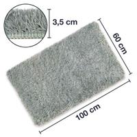 WohnDirect Hochflor Badematte MALMÖ sehr kuschelig & rutschfest, 60 x 100 cm grau