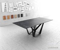 DELIFE Esstisch Edge 200x100cm Laminam Keramik Grau Mittelfuß Flachstahl Schwarz