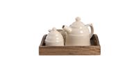 Clayre & Eef Decoratief Dienblad met Servies 27*22*16 cm Bruin Hout Serveerschaal