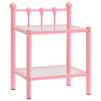 vidaXL Nachttisch Rosa Transparent 45x34,5x60,5 cm Metall und Glas 