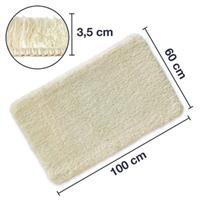 WohnDirect Hochflor Badematte MALMÖ sehr kuschelig & rutschfest, 60 x 100 cm creme