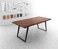 DELIFE Esstisch Edge 200x100 XL Akazie Braun Metall Schräg Live-Edge