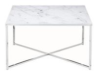 SalesFever Couchtisch in Marmoroptik, mit Glasplatte, B80xT80xH45 cm silber/weiß