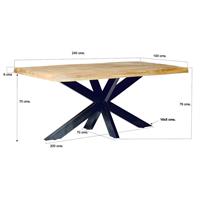 Brix Eettafel Sturdy Tree Top Spider 240 cm Mangohout / Gecoat Staal