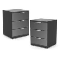 Yomonda Nachtschrank Florenz Set Schwarz Hochglanz schwarz