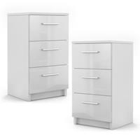 Yomonda Nachttisch Boxspringbett  Weiß Hochglanz 2er Set weiß  Erwachsene
