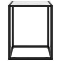 vidaXL Theetafel met wit marmerglas 40x40x50 cm zwart