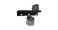 QUVIO Wand kapstok hout met plank + 3 haken - Zwart/Zilver