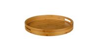 Decopatent Houten Dienblad Rond - Ø40 Cm - Rond Koffie / Thee dienblad - Dienblad met handvatten - Bamboe hout - 40 x 40 x 5 Cm