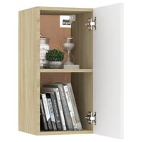 vidaXL Tv-meubel 30,5x30x60 cm spaanplaat wit en sonoma eikenkleurig