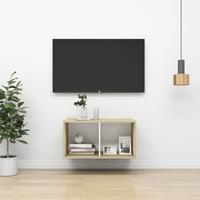 vidaXL Tv-wandmeubel 37x37x72 cm spaanplaat sonoma eikenkleurig en wit