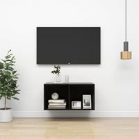 vidaXL Tv-wandmeubel 37x37x72 cm spaanplaat hoogglans zwart