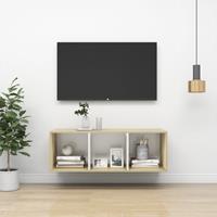 vidaXL Tv-wandmeubel 37x37x107 cm spaanplaat sonoma eikenkleurig wit