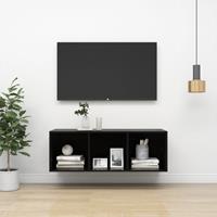 vidaXL Tv-wandmeubel 37x37x107 cm spaanplaat hoogglans zwart