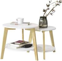 SoBuy Beistelltisch Couchtisch, 2er Tisch-Set weiß