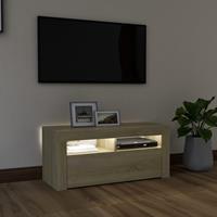VidaXL TV-Schrank mit LED-Leuchten Sonoma-Eiche 90x35x40 cm Braun