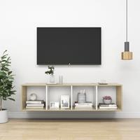 Tv-wandmeubel 37x37x142,5 cm spaanplaat sonoma eikenkleurig wit