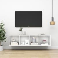 vidaXL Tv-wandmeubel 37x37x142,5 cm spaanplaat hoogglans wit