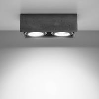 EULUNA Opbouw-plafondspot Solana beton hoekig 2-lamps