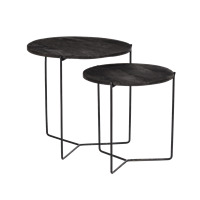 Brix Bijzettafel Mason Black/Black Set of 2 Mangohout / Gecoat Staal