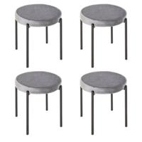 HOMCOM Hocker 4-teiliges Set mit Samtüberzug grau