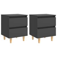 vidaXL Nachtkastjes 2 st met grenenhouten poten 40x35x50 cm grijs