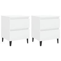 vidaXL Nachtkastjes 2 st 40x35x50 cm spaanplaat hoogglans wit