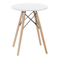 HTI-Living Tisch rund weiß, klein braun/weiß