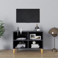 vidaXL Tv-meubel met houten poten 69,5x30x50 cm hoogglans grijs