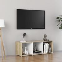 VidaXL TV-Schrank Weiß und Sonoma-Eiche 107x35x37 cm Spanplatte Beige