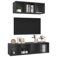 vidaXL 2-delige Tv-meubelset spaanplaat grijs
