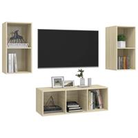 VidaXL 3-tlg. TV-Schrank-Set Sonoma-Eiche Spanplatte Braun