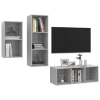 vidaXL 3-delige Tv-meubelset spaanplaat betongrijs