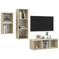 VidaXL 3-tlg. TV-Schrank-Set Sonoma-Eiche Spanplatte Braun