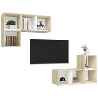 VidaXL TV-Wandschränke 4 Stk. Weiß Sonoma-Eiche Spanplatte Beige