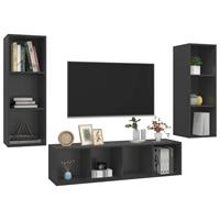 vidaXL 3-delige Tv-meubelset spaanplaat grijs