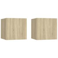 vidaXL Nachtkastjes 2 st 30,5x30x30 cm spaanplaat sonoma eikenkleurig
