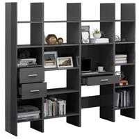 vidaXL 4-delige Boekenkastenset spaanplaat hoogglans grijs