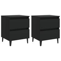 vidaXL Nachtkastjes 2 st 40x35x50 cm spaanplaat zwart