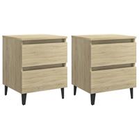 vidaXL Nachtkastjes 2 st 40x35x50 cm spaanplaat sonoma eikenkleurig