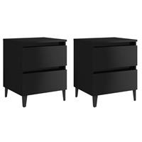 vidaXL Nachtkastjes 2 st 40x35x50 cm spaanplaat hoogglans zwart