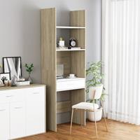 vidaXL Bücherregal Weiß und Sonoma-Eiche 60x35x180 cm Spanplatte Beige