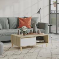 VidaXL Couchtisch Weiß und Sonoma-Eiche 90x60x35 cm Spanplatte Beige