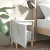 vidaXL Nachtkastjes 2 st met houten poten 40x30x50 cm betongrijs